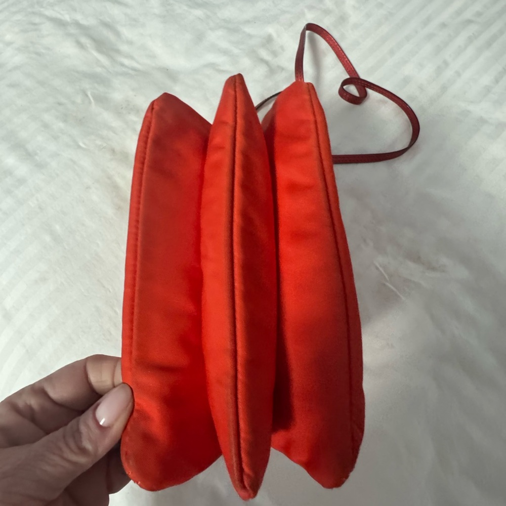 MZ Wallace Accordion Crossbody in Tomato Red. Worn. - Picture 14 of 14